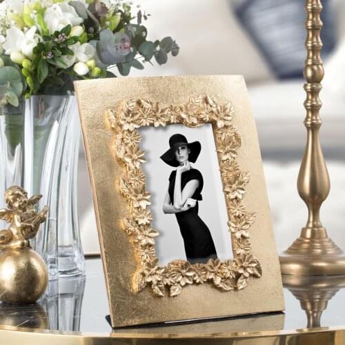 Gold Pattern Angel Print Bird Pattern Nostalgic Photo Frame Gold Decorative Frame Photo Art Display StandPhoto Poster Home Decor