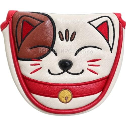 1Pcs Golf Clubs Head Covers Mallet Putter Headcover Pu Leather Magnetic Closure Luck Cat Lovely