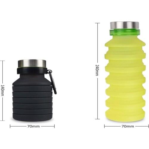 100pcs/lot 550ML Portable Silicone Folding Water Bottle Retractable Outdoor Climbing Travel Collapsible Sports Kettle B8011
