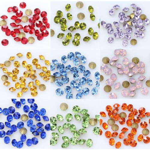 144/1440p ss4 Round color pointed foiled back Cut glass stone czech crystal rhinestones Nail Art decoration jewelry making Beads