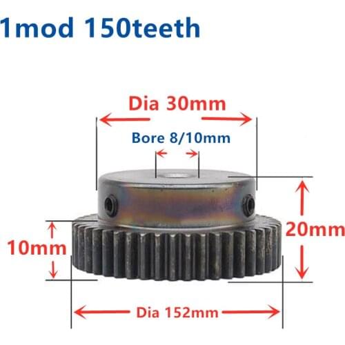 1mod 150teeth gear Mod 1 CNC Spur Gear pinion 150tooth Bore 10mm Right Teeth positive gear steel gear rack transmission RC