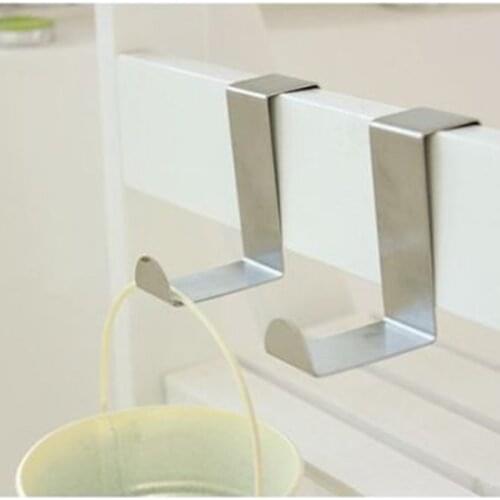 2Pcs/Set Stainless Steel Self Home Kitchen Organizer Wall Door Pothook Holder Clothes Hanger Hanging Coat Hooks Tools