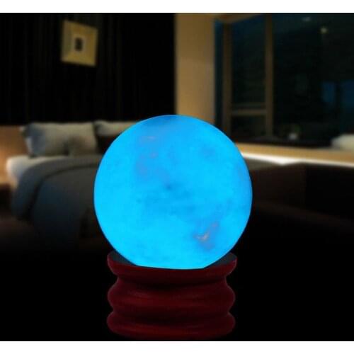 35MM Blue Luminous Quartz Crystal Sphere Ball Glow In The Dark Stone