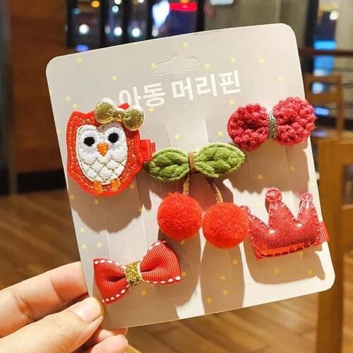 5Pcs Baby Girls Flower Hair Clips Crown Princess Bow BB Hair Clip Sequin Hairpins For Newborn Sweet Hair Accessories Headwear