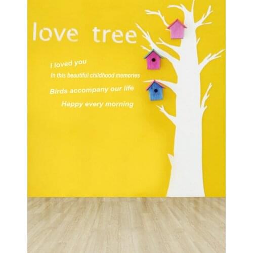 5x7ft Wooden Floor Love Tree Photography Backdrops Photo Props Studio Background