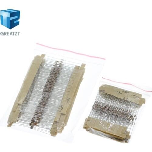 600pcs/set 30 Kinds 1/6W Resistance 5% Carbon Film Resistor Pack Assorted Kit 1K 10K 100K 220ohm 1M Resistors 300pcs/set