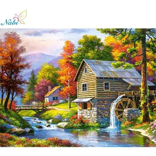 Chalet Diamond Embroidery Landscape Handmade Diamond Painting Village Needlework Mosaic Cross Stitch Home Decor