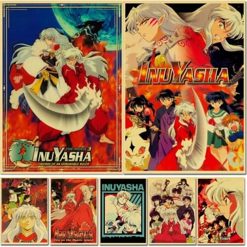 WTQ Anime Posters Classic Anime Inuyasha Series Canvas Painting Retro Poster Wall Decor Wall Art Picture Room Decor Home Decor