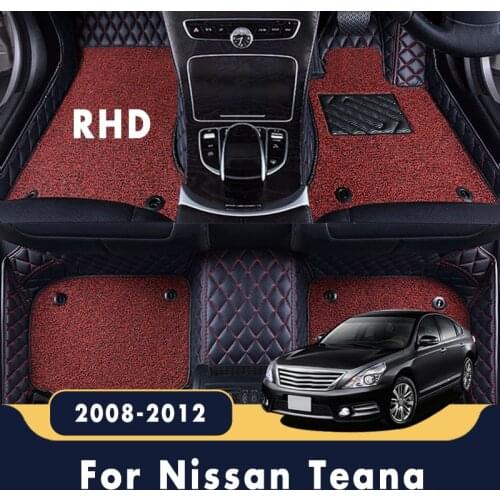 RHD For Nissan Teana J32 2012 2011 2010 2009 2008 Car Floor Mats Double Layer Wire Loop Leather Carpets Styling Protector Covers