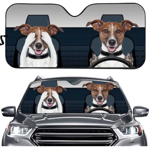 INSTANTARTS Funny Animal Dog Design Car Sun Shade for Windshield Cars Heat Reflector Car Windshield Sun Shade Car Protector 2020