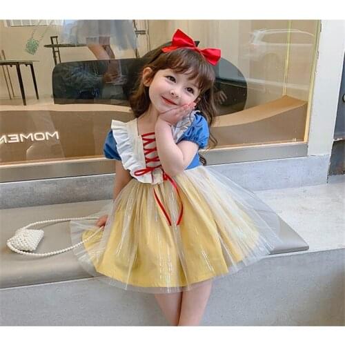 Snow White Girls Dress Summer Princess Kids Dresses For Girls First 1st Birthday Baby Dress Sleeveless Lace Tutu Toddler Dress