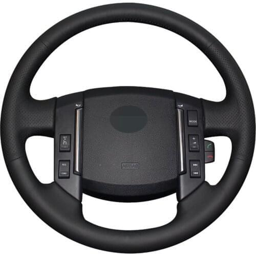 Car Steering Wheel Cover Hand-stitched Black Genuine Leather For Land Rover Freelander 2 2007-2012