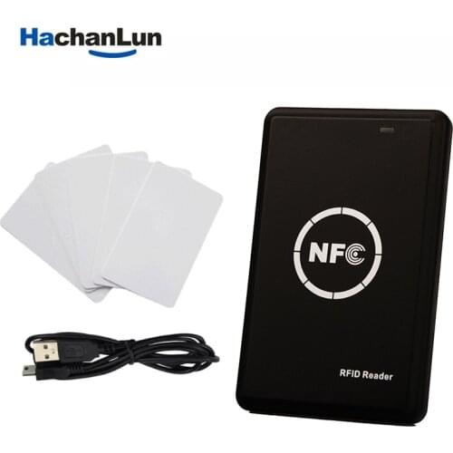 Black Usb Card Reader Writer Copier Id KeyFobs Smart Card Duplicator 13.56MHz Encrypted Programmer USB UID HID-125KHZ Cards Tags
