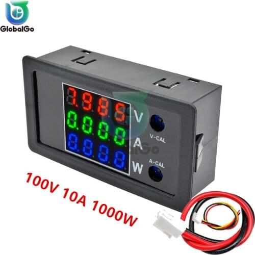 DC 0-100V 10A 1000W LCD Digital Voltmeter Ammeter Wattmeter Voltage Current Tester Power Meter Volt Detector 12V 24V 36V 1000W