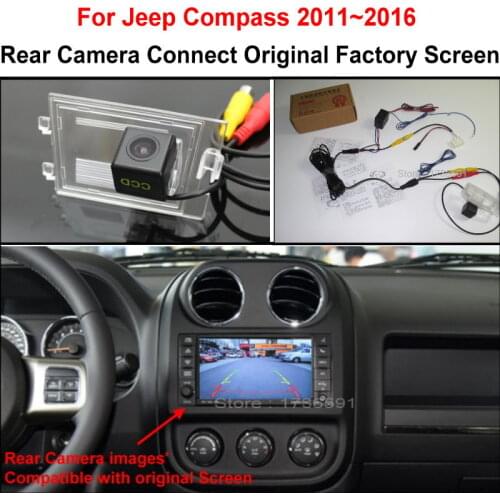 FOR Jeep Compass 2011~2016 Car Rearview Camera Backup Reverse Parking Camera Connect Original Screen RCA Adapter Connector