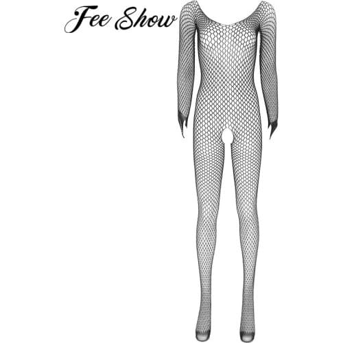 Sexy Bodystockings Jumpsuit Women Fishnet Hollow Out Crotchless Bodysuit Mesh Tights Lingerie Erotic Stretchy Catsuits Nightwear