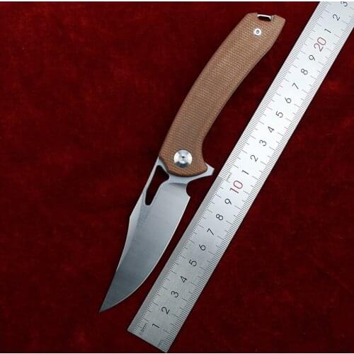 LEMIFSHE New Folding Knife M390 Blade TC4 Titanium + Linen Handle Outdoor Camping Multifunctional EDC Tool