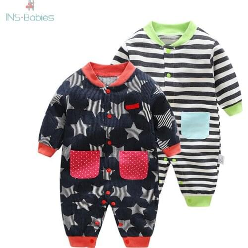 Newborn Baby Summer Clothes Long Sleeved Cartoon Rompers 3-12m Cotton Baby Boy Clothing 2020 Spring - Autumn Infantil Babies