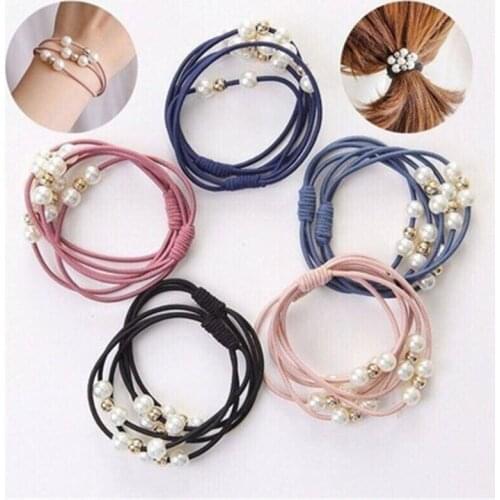 Pearl Beads Hair Rope Multi-Layer Rubber Band Korean Simplicity Hair Ties For Women Girls Elastic Headband Cute Hair Accessories