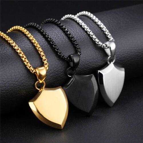 Fashion Triangle Shield Mens Pendant Hip-hop Style Retro Personality Student Classic Versatile Simple Necklace Preferred Gift