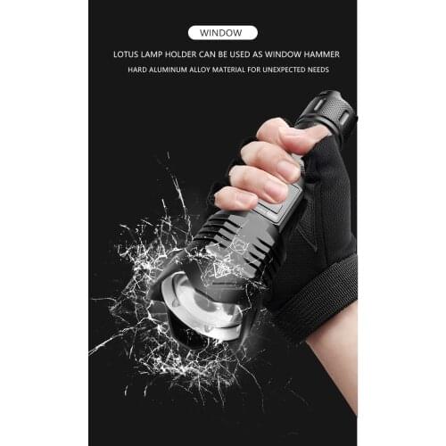 Camping Powerful Tactical Self Defense Flashlight 100000 Lumens 18650 26650 Rechargeable Flashlights And Portable Lighting