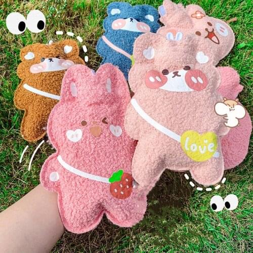 Cartoon Style Plush Hot Water Bottle Student Water Injection Anti-scalding Portable Warm Water Bag Cute Plush Warm Handbag