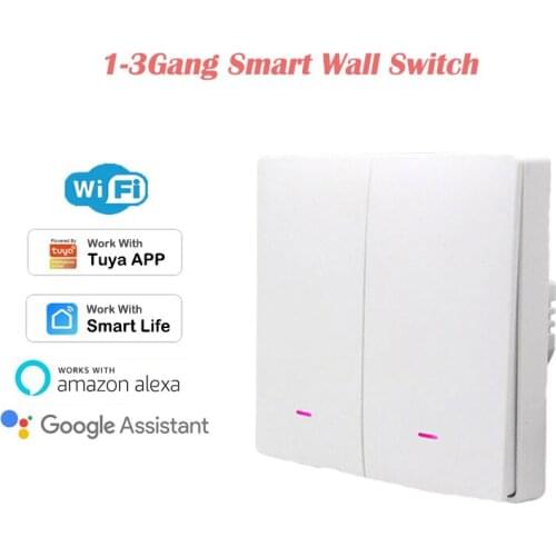 1/2/3Gang WiFi Wall Switch EU Power-off Memory Switch Timer for Tuya Smart Life APP Remote Control Work with Alexa Google Home