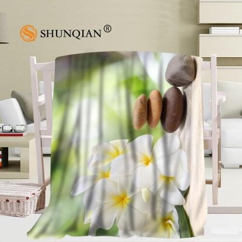 Custom flower plumeria zen stone Coral Blankets Travel Sofa Falafel Blankets Soft Fluffy Warm 56x80inch 50X60inch 40X50inch