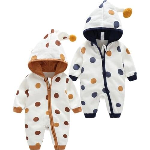 Autumn and winter Cotton Baby Romper Suit Men And Women Modelling Hooded Clothing Baby Climb Clothes Printing Rompers Overalls