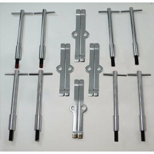 RJSPHH Black Anodized Aluminum Valve Cover T-Bar Set of W/Chrome Valve Spreaders Set of 8