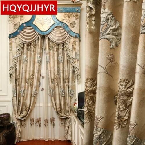 European luxury top 4D jacquard relief curtains for bedroom windows royal classic high quality curtains for living room hotels
