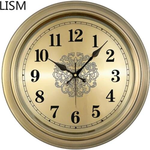 Luxury Metal Wall Clock Living Room Nordic Retro Silent Wall Clocks American Antique Gold Metal Wall Decorations Living Room Hot