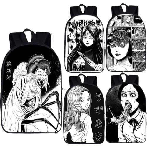Horror manga backpack Junji Ito women men rucksack Jorogumo / slug girl children school bags for teenager boys girls book bag
