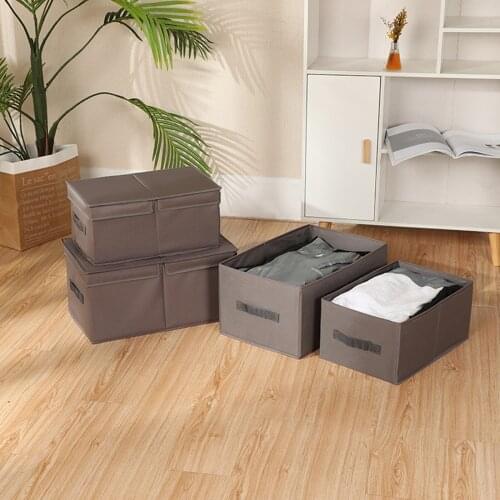 Fabric Storage Box with Lid Collapsible Pure Color Contracted Multifunctional Organizer Seasonal Clothing Yarn Fabric