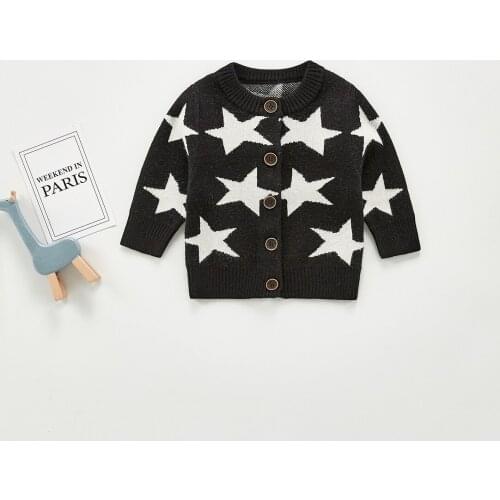 Spring New Kids Boys Star Pattern Knit Cardigan