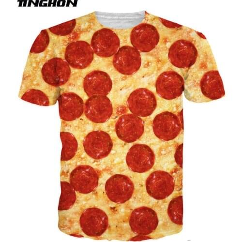 XS-7XL 3d harajuku casual short t shirt tee Pizza with Bacon print T-Shirt fast food summer tees for women men