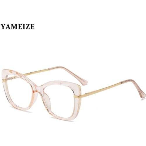Women Blue Light Blocking Computer Glasses Cat Eye Anti Blue Rays Eyeglasses Optical Glasses Square TR90 Eyewear Frame Oculos