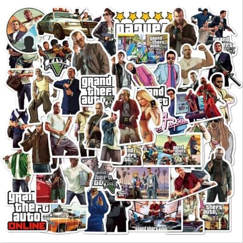 10/30/50Pcs/Set Action game Grand Theft Auto For Snowboard Laptop Luggage Fridge Car- Styling Vinyl Decal Home Decor Stickers
