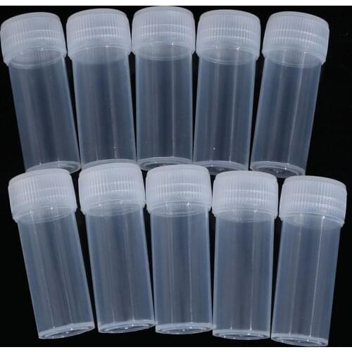 10Pcs 5ml Plastic Test Tubes Vials Sample Container Powder Craft Screw Cap Bottles for Office School Chemistry Supplies