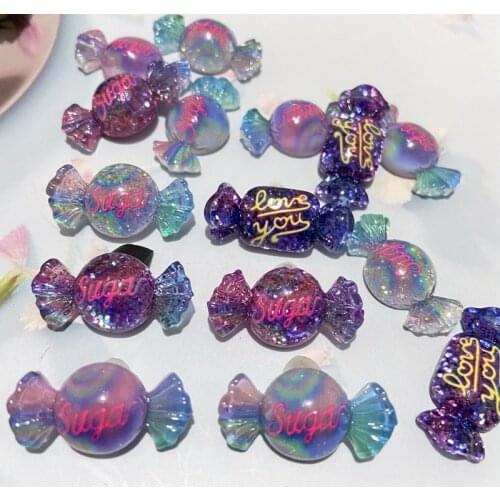 40Pcs/lot Shiny Love You Sugar Set Christmas Party Sweet Simulation Candy Set Kid Role Play Phone Case Girl Hairclip Accessory