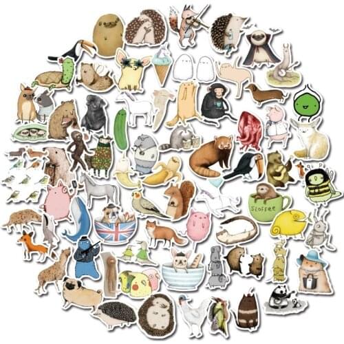 73PCS /lot Waterproof Super Cute Cartoon Animal Stickers for Car Laptop Phone Pad Bicycle Decal Kids Gift