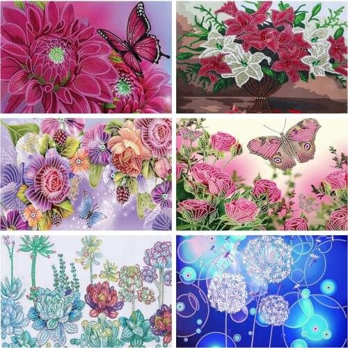 Partial Special Shaped Drill 5D DIY Diamond Painting Flower Series Creative Crafts Home Decoration Gift 40x30cm Hanging Painting