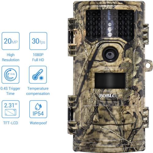 CT006 Hunting Video Camera 20MP 1080p 30fps Trail Cameras Farm Security 0.4s Trigger Time Night Vision Wildlife Photo Trap