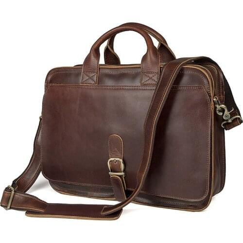 Men Briefcase Genuine Leather Laptop Bag 15.6" PC Doctor Lawyer Computer Bag Cowhide Male Briefcase Natural Real Leather Men Bag
