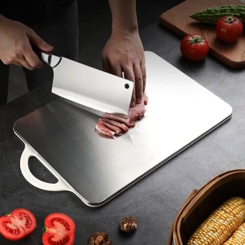 Double-Sided Stainless Steel+PP Fruit Vegetable Cutting Board Multifunction Chopping Boards Kitchen Home Tool Mildew Proof