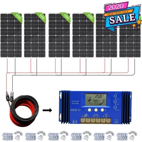 ECO-WORTHY 12V/24V 100W/200W/400W/600W Solar Panel Kit Off Grid Battery Charge for RV Trailer Camper Van Power Supply
