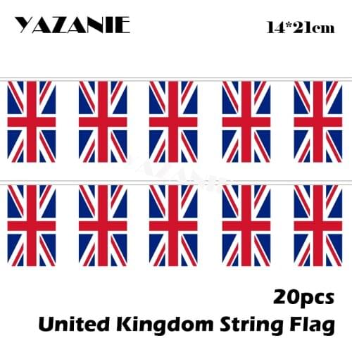YAZANIE 14*21cm 20PCS 5Meter United Kingdom England String Flag Custom World National Flag for European Cup Snooker Sport Center