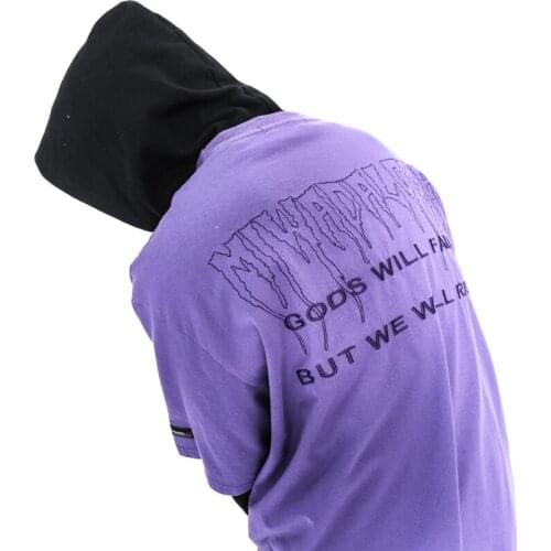 Purple embroidery oversized t shirt Hip Hop Streetwear Men Harajuku Cotton Loose Summer Short Sleeve Tee ULSD33