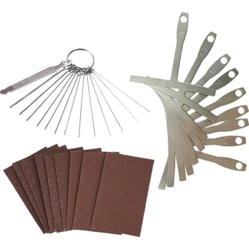 Guitar Luthier Tool Set 13 Stainless Steel Guitar Bridge Saddle Nut Files,9 Understring Radius Gauge,9 Sheet Sandpaper