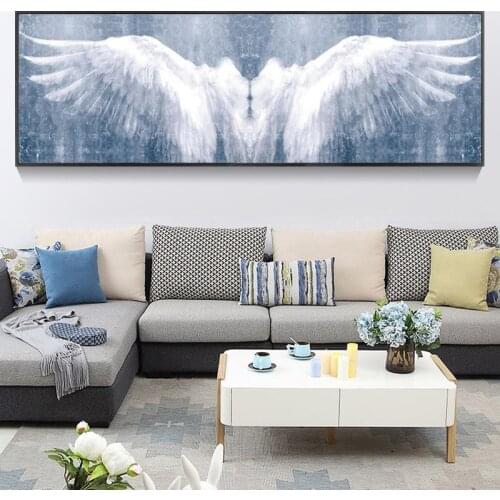 Black and White Angel Wings Canvas Painting Posters and Prints Vintage Abstract Wings Art Pictures for Living Room Decor